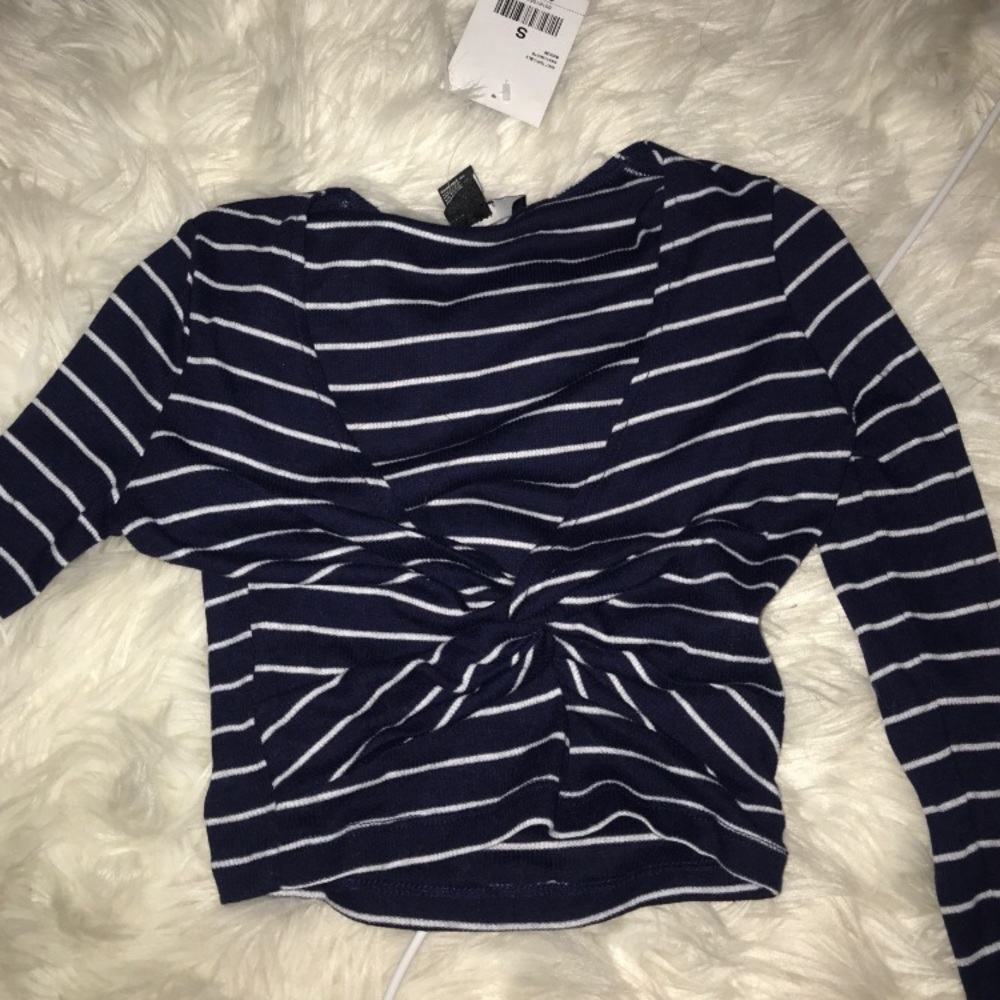 Navy blue striped cropped top